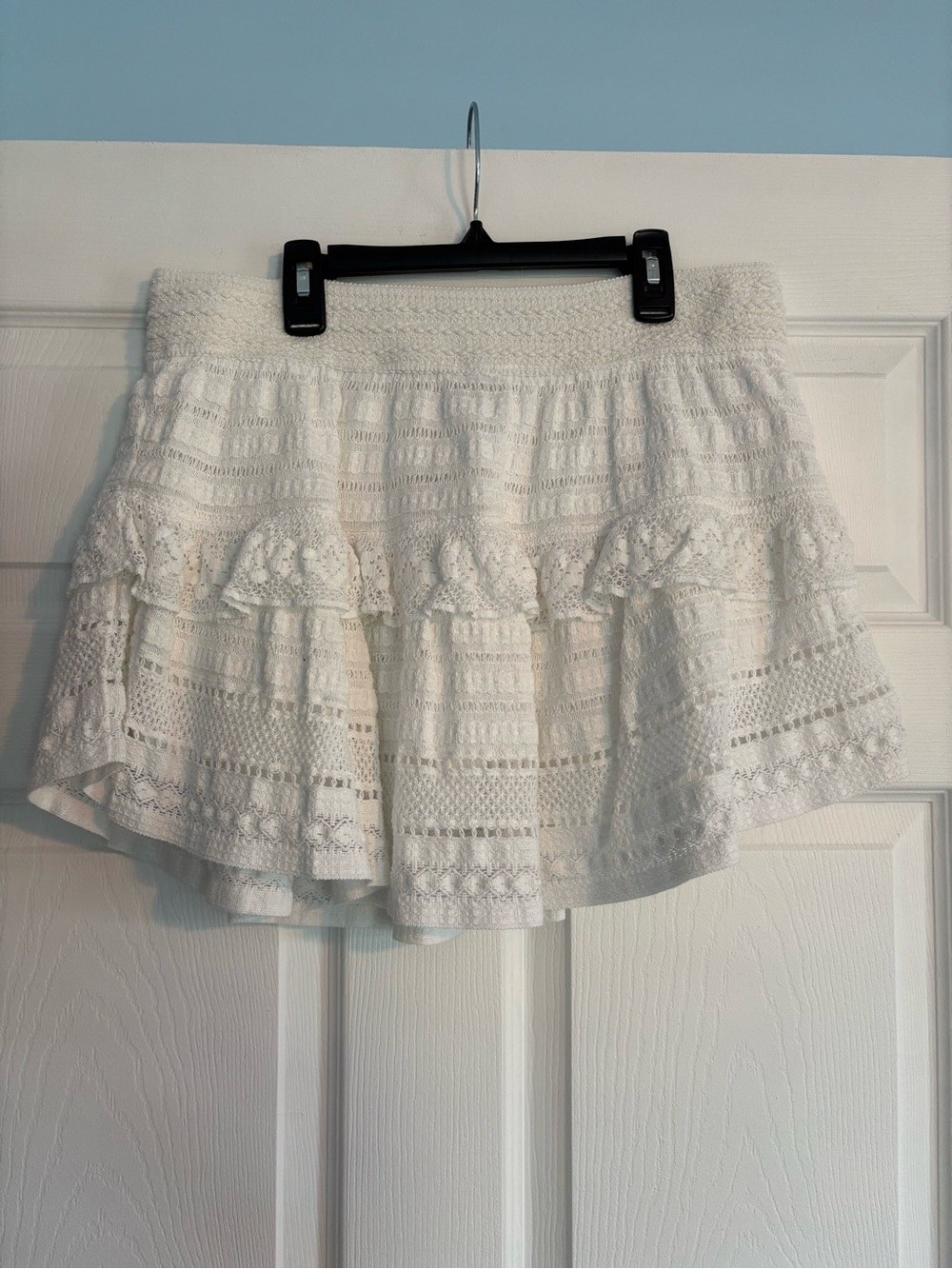 Aerie White Lace Tiered Mini Skirt